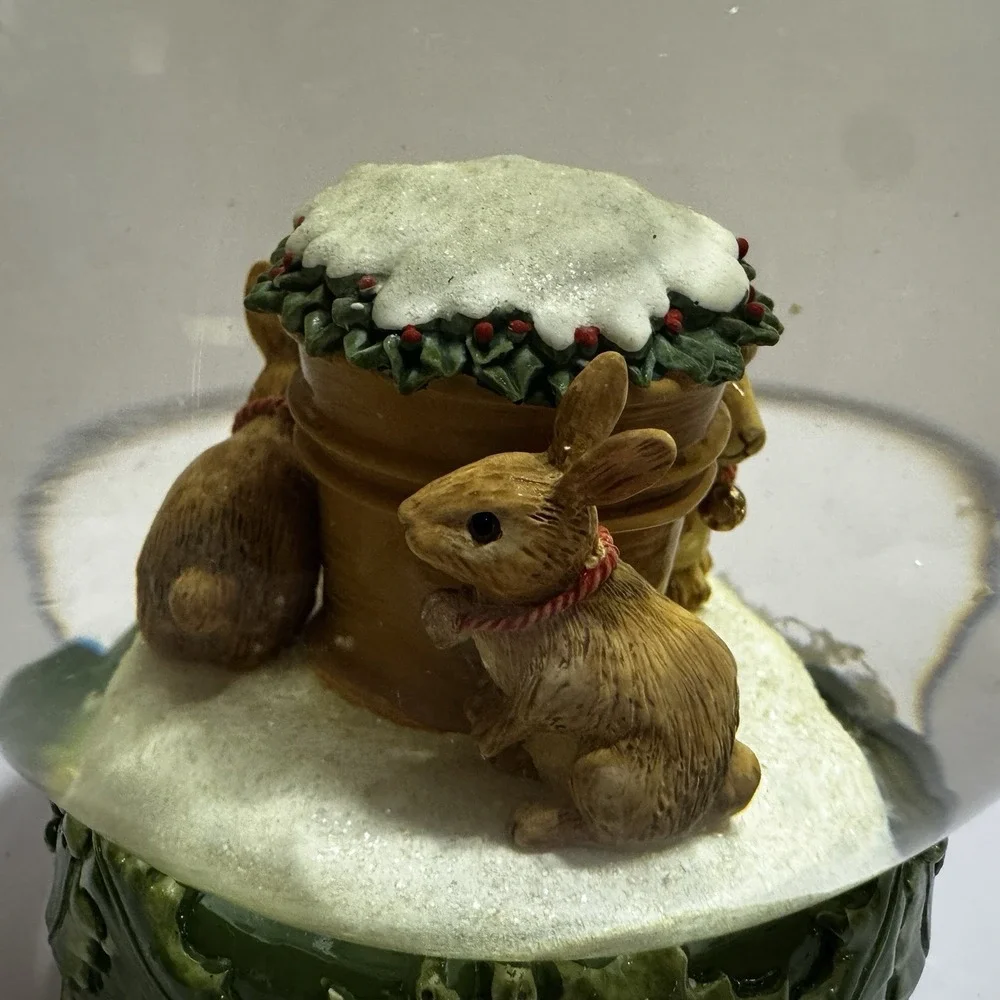 Hallmark Marjolein Bastin Winter Rabbits Christmas Tea Light Candle Water Globe